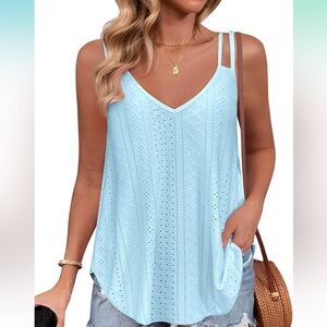 Light Blue Breathable Flowy Tank Top L/XL/XXL